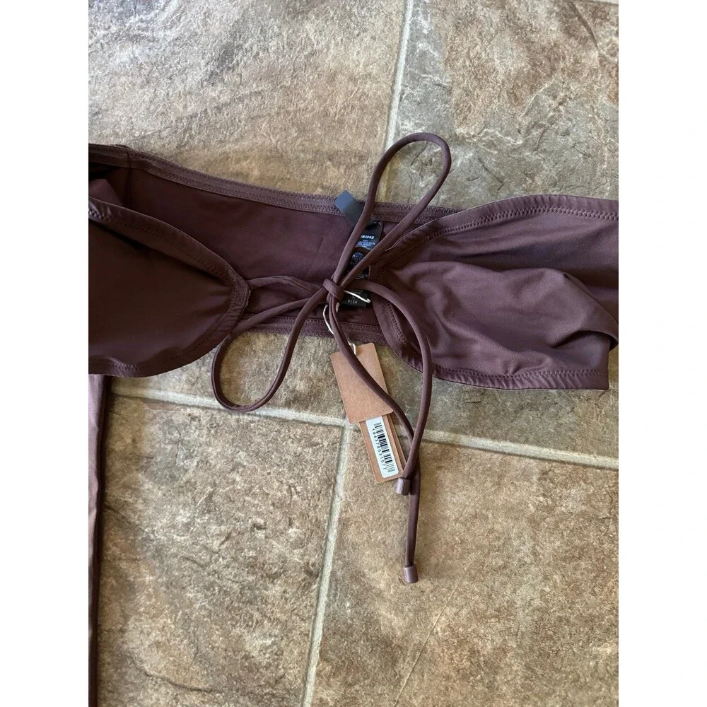 SKIMS Swim Long Sleeved Bikini Top Cocoa Size Small